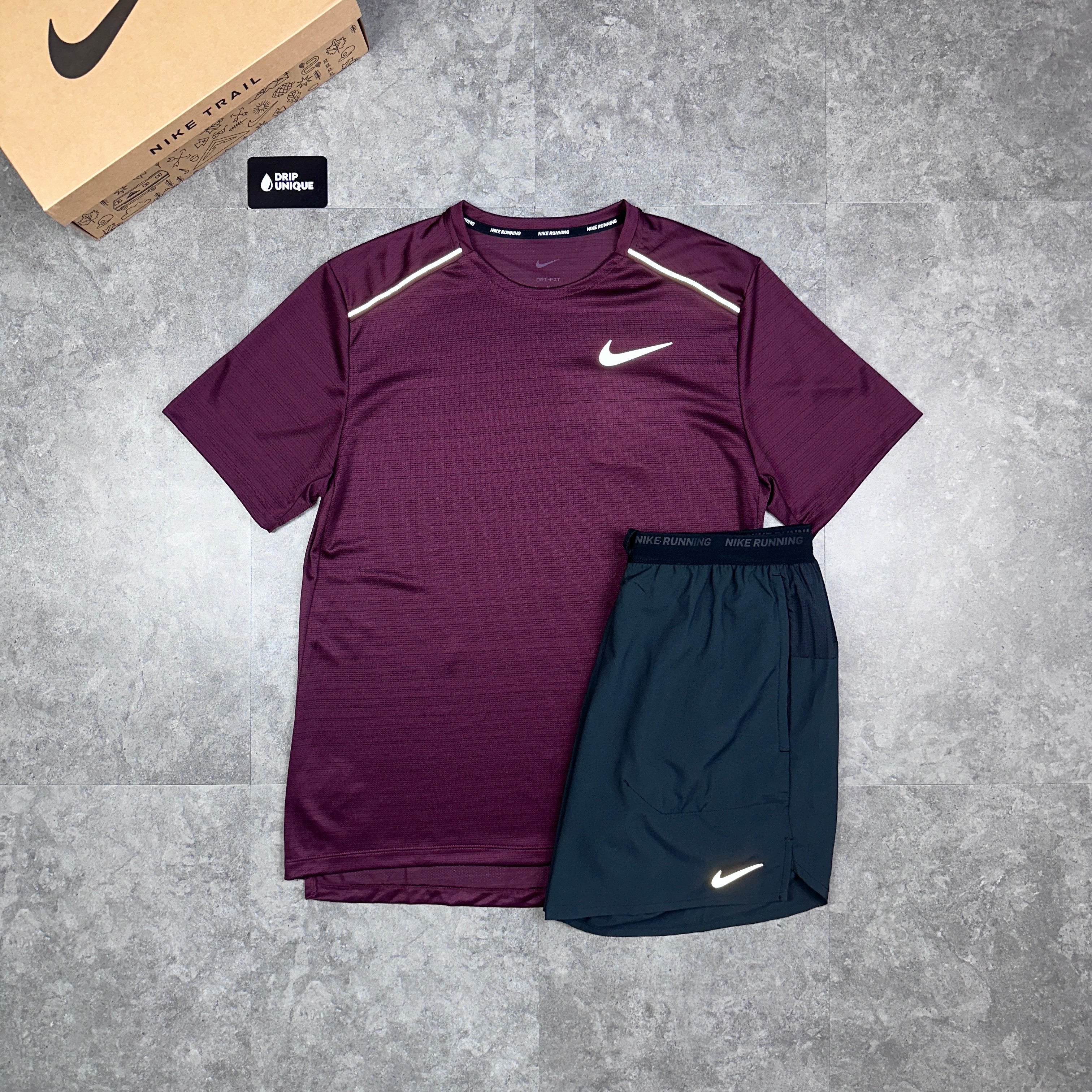 Nike Miler T-Shirt Midnight Maroon