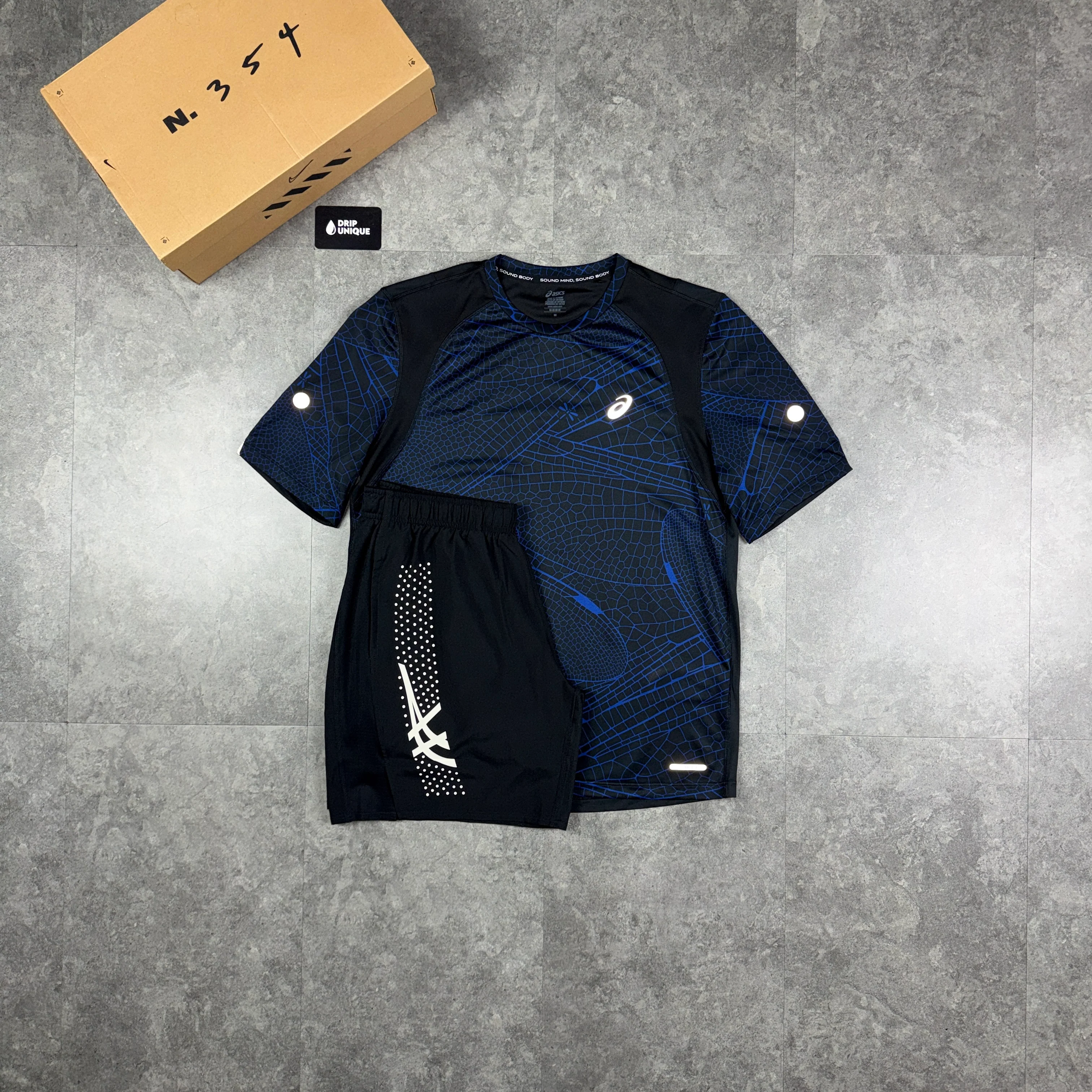 Asics Road All Over Print T-Shirt Blue