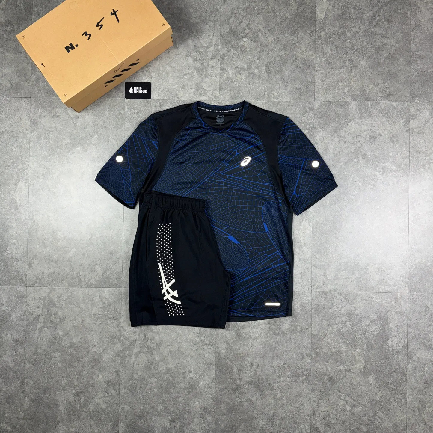 Asics Road All Over Print T-Shirt Blue