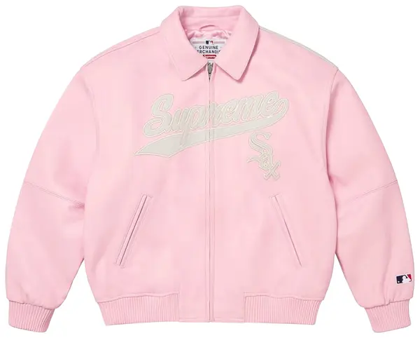 Supreme x Chicago White Sox Leather Varsity Jacket 'Pink'