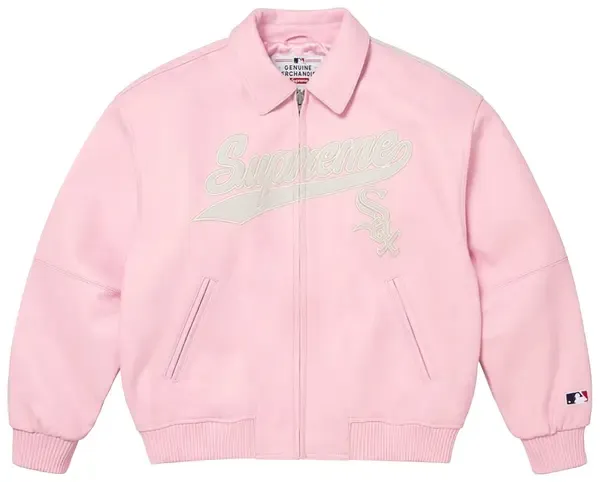 Supreme x Chicago White Sox Leather Varsity Jacket 'Pink'