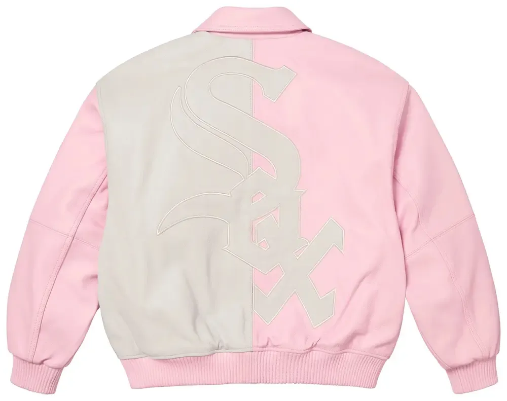 Supreme x Chicago White Sox Leather Varsity Jacket 'Pink'