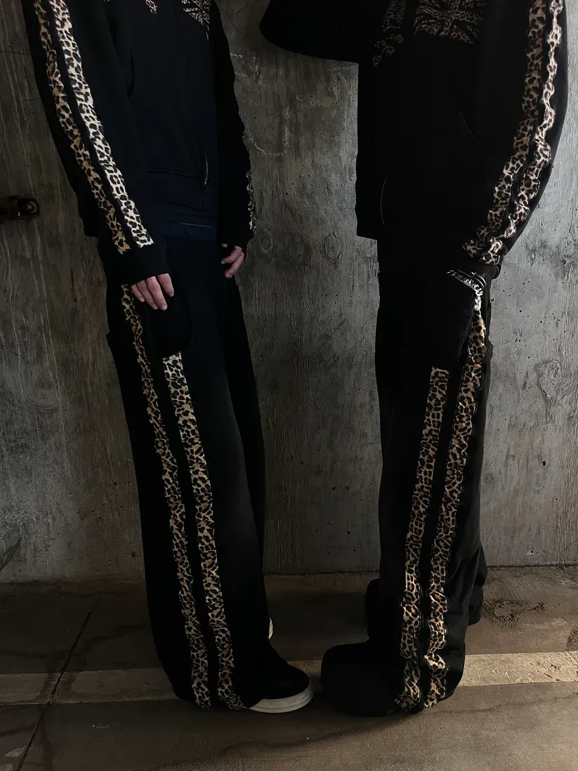 “cheetah stripe” zip hoodie set