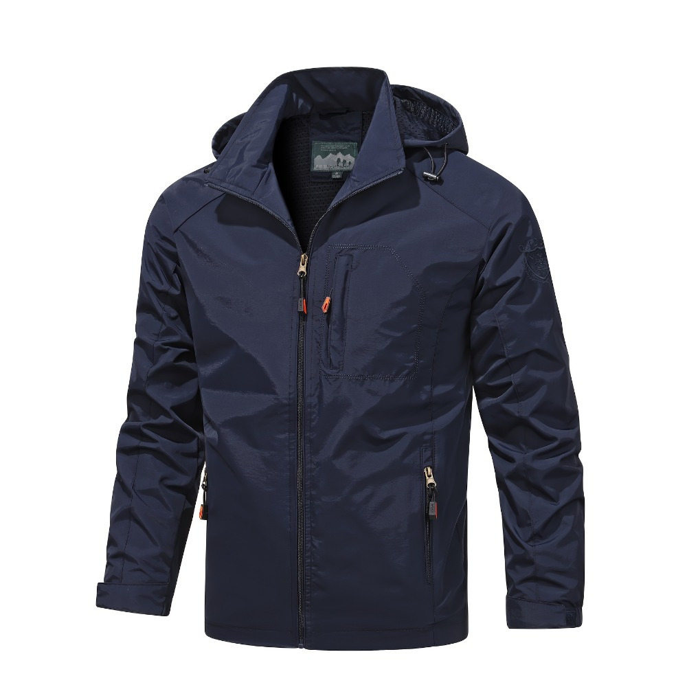 Men's Fall/Winter Casual Lightweight Windbreaker Hooded Jacket With Zipped Pockets