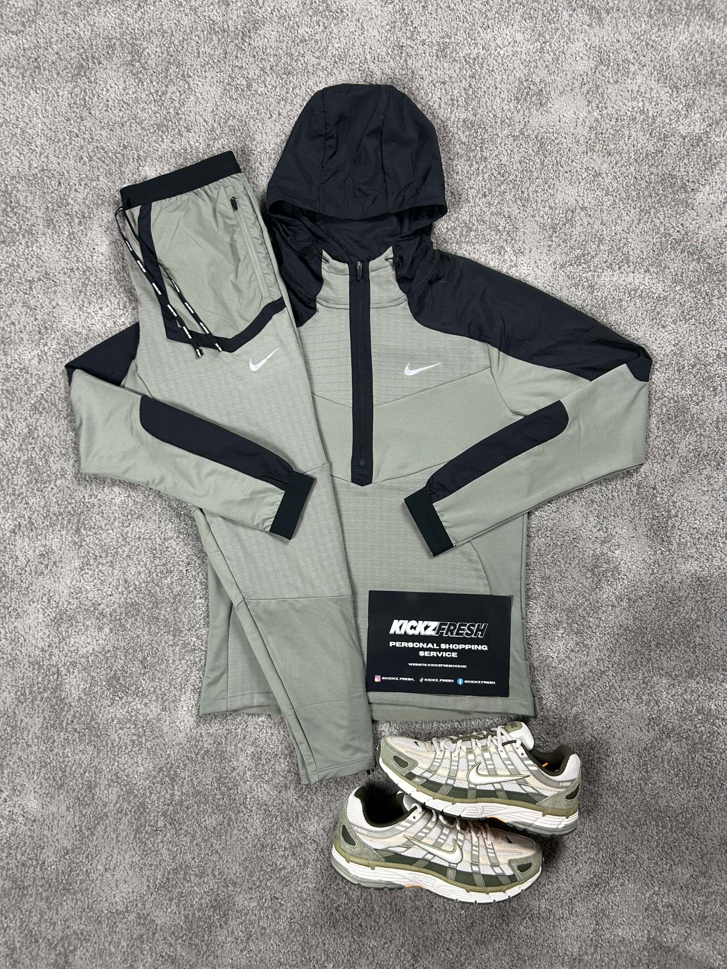 Nike Performance Half Zip Light Khaki Green Tracksuit