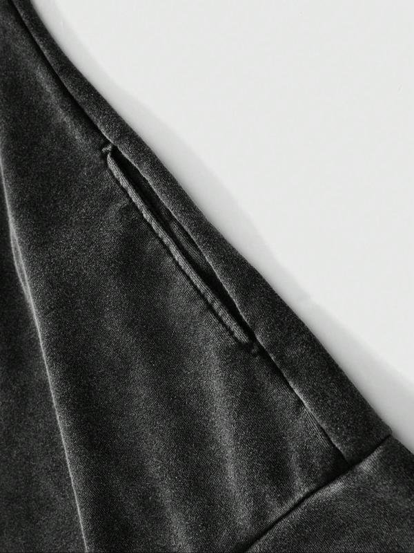 Men's Letter Print Zip Up Hoodie, Casual Loose Street Long Sleeve Hooded Sweatshirt for Daily Wear, Men's Clothes for All Seasons