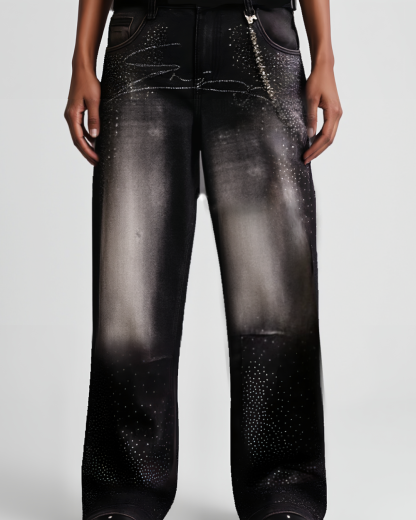 Unisex Rhinestone Jeans