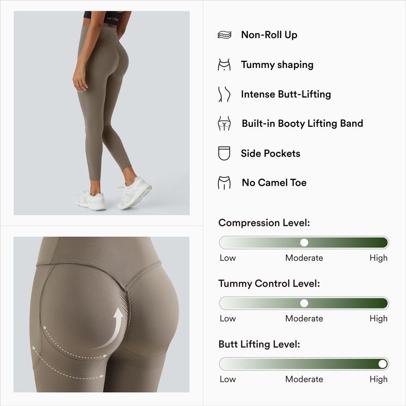 Women's UltraSculpt SoCinched High Waisted Scrunch Butt Lifting Tummy Control Side Pocket Training Leggings No Front Crotch Seam #NovaTopFinds #RushReady2025 #fall #fallfasion