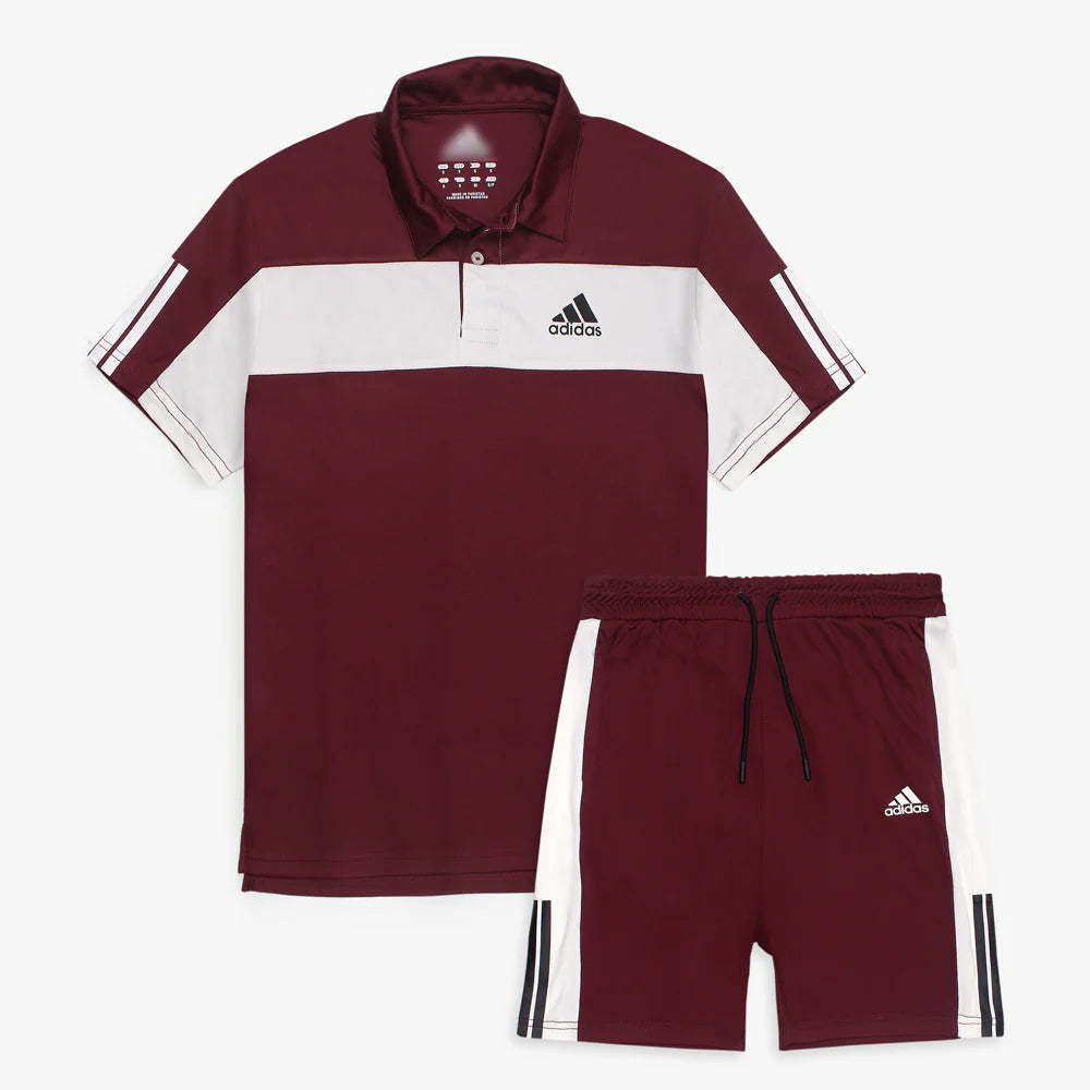 ADDAS Premium Paneled Dri-Fit Twin Set (Maroon)