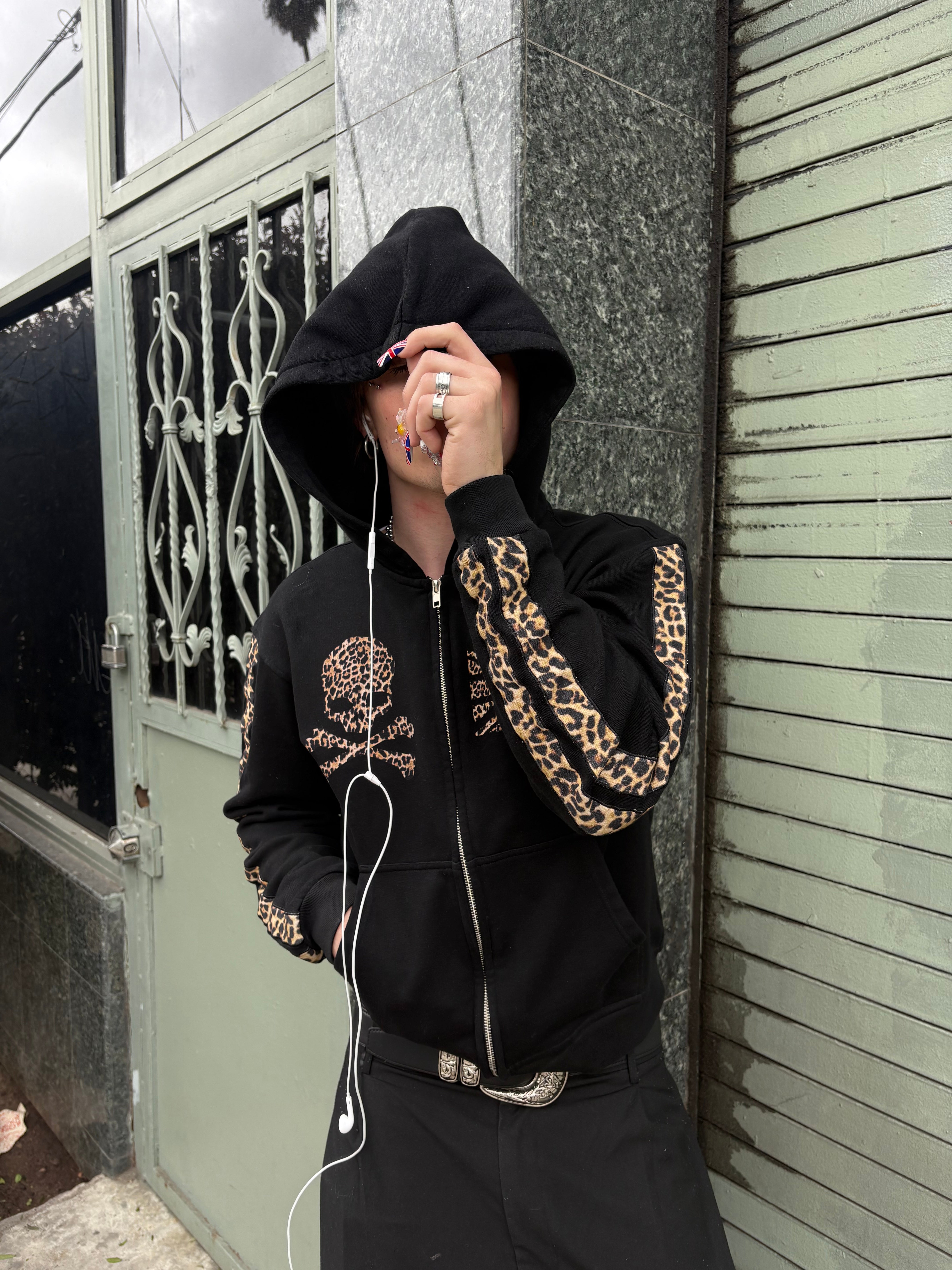 “cheetah stripe” zip hoodie set