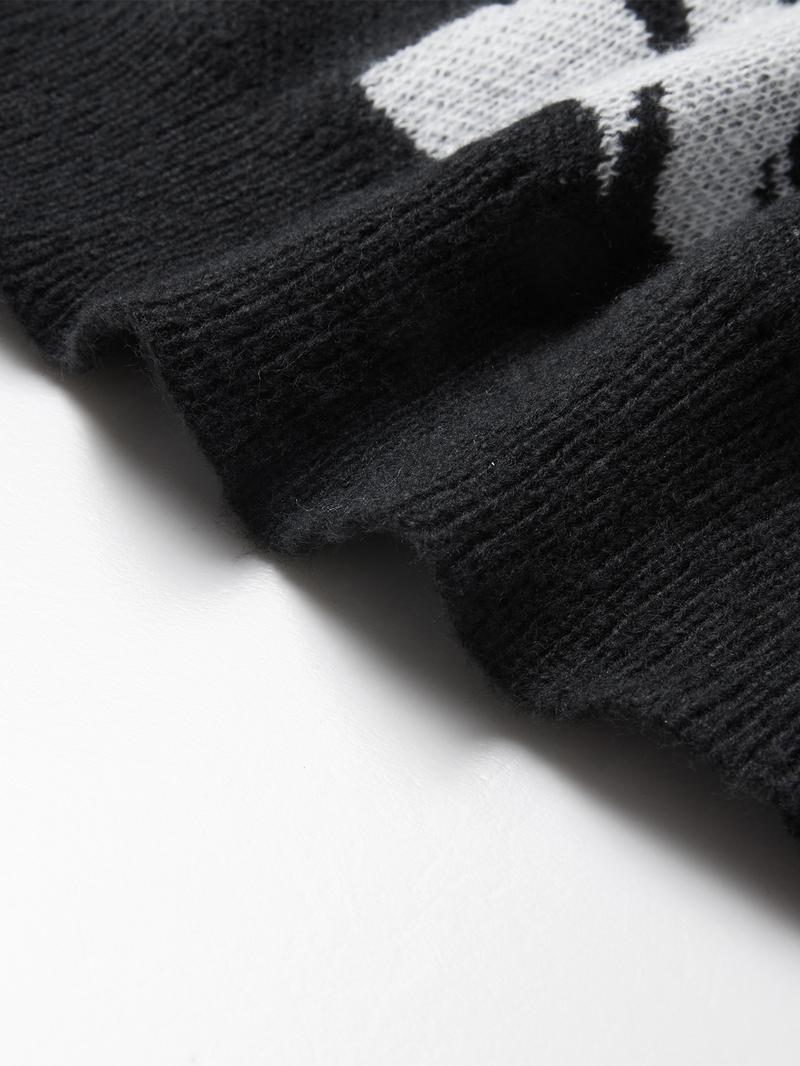 More Gamis Unisex Skeleton Jacquard Crewneck Sweater Oversized Loose Long Sleeve Knit Top for Autumn Winter Halloween & Daily Wear Clothes Menswear Casual Crewneck Knitwear Black And Gray Personalized More Gamis Unisex Skeleton Jacquard Crewneck Sweater Oversized Loose Long Sleeve Knit Top for Autumn Winter Halloween & Daily Wear Clothes Menswear Casual Crewneck Knitwear Black And Gray Personalized