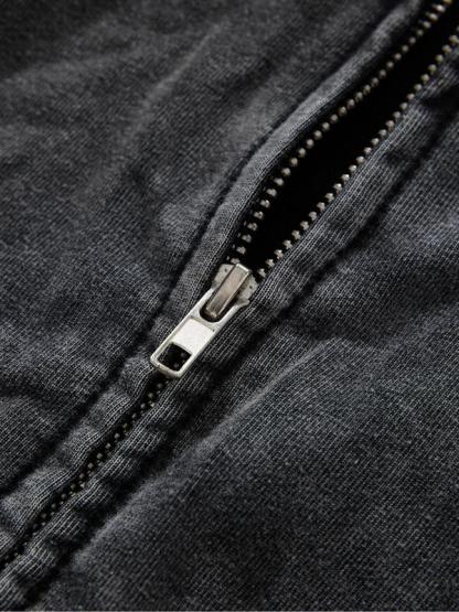 Men's Letter Print Zip Up Hoodie, Casual Loose Street Long Sleeve Hooded Sweatshirt for Daily Wear, Men's Clothes for All Seasons