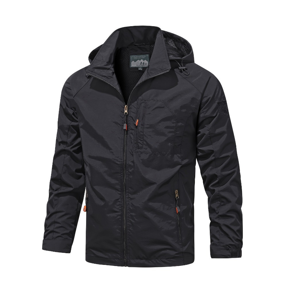 Men's Fall/Winter Casual Lightweight Windbreaker Hooded Jacket With Zipped Pockets