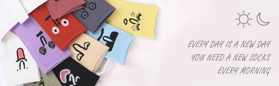 10 pack Funny Crew Socks Colorful Combed Cotton Fun Personality Expression Fashion Emotions Socks