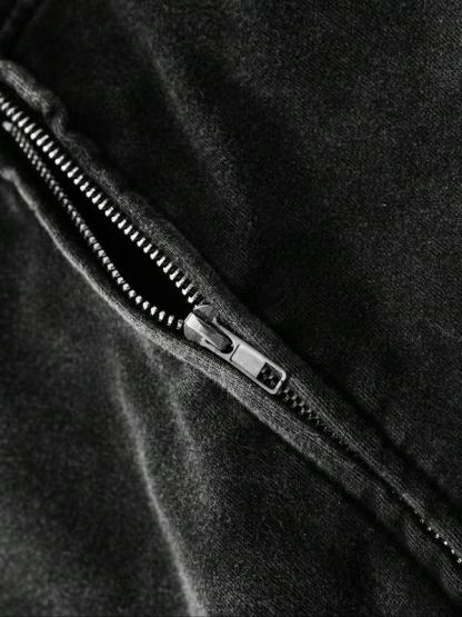 Men's Regular Fit Cross Print Zip Up Hoodie, Casual Long Sleeve Hooded Jacket for Daily Wear, Fashion Men's Clothes for All Seasons, Cotton, Graphic Menswear