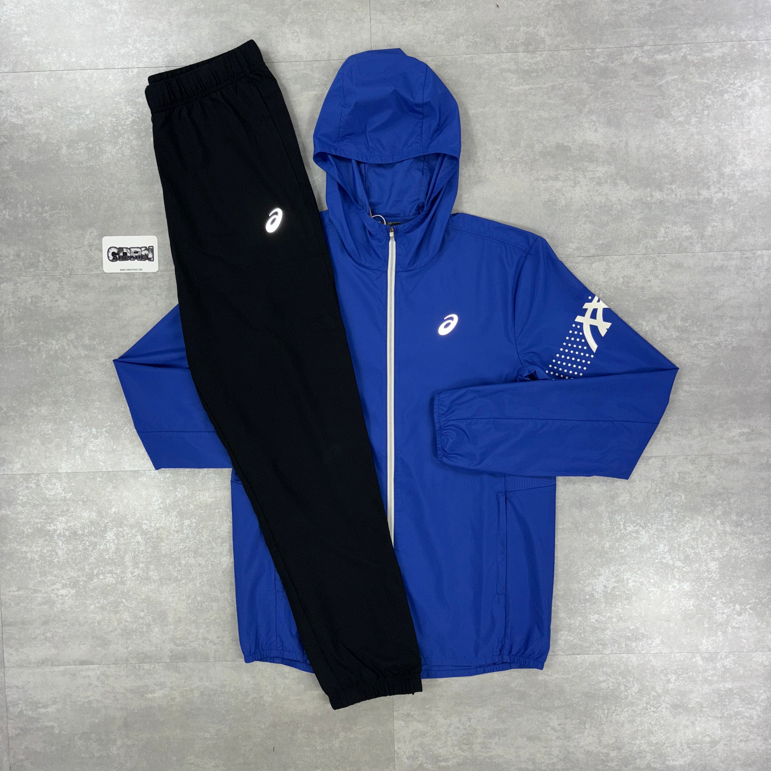 Asics Icon Windbreaker Jacket Dark Cobalt & Black Asics Run Pants Set
