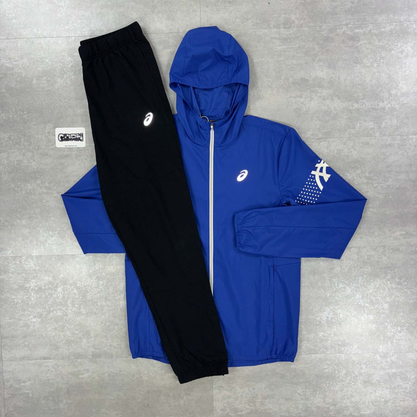 Asics Icon Windbreaker Jacket Dark Cobalt & Black Asics Run Pants Set