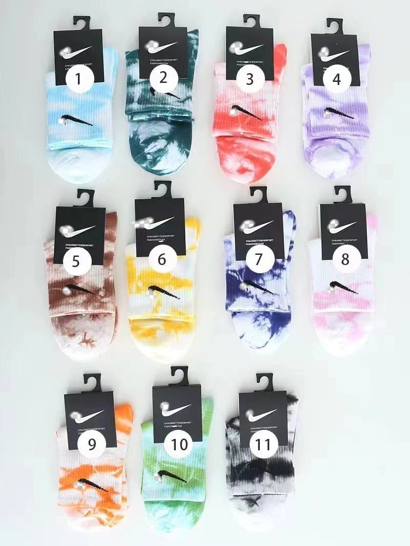  Four-Season High-Tube Tie-Dyed Basketball Mid-Tube Sports Running Short Socks