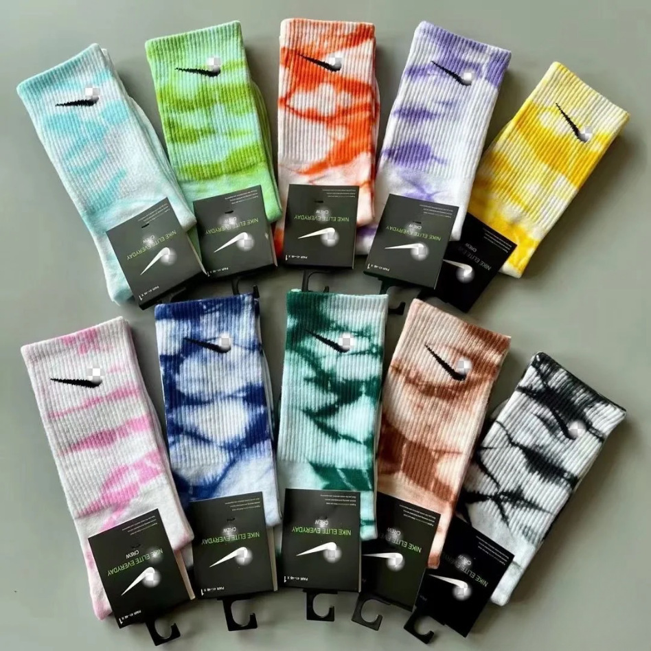  Four-Season High-Tube Tie-Dyed Basketball Mid-Tube Sports Running Short Socks