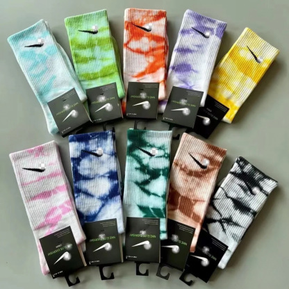  Four-Season High-Tube Tie-Dyed Basketball Mid-Tube Sports Running Short Socks