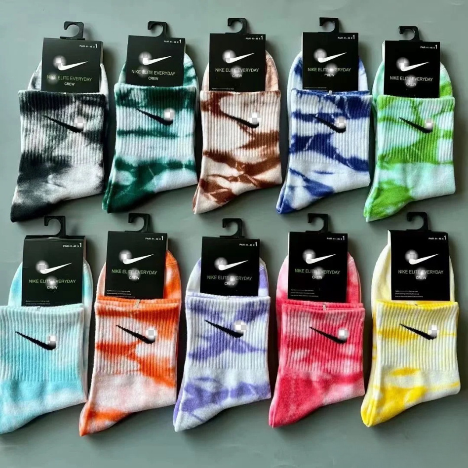  Four-Season High-Tube Tie-Dyed Basketball Mid-Tube Sports Running Short Socks