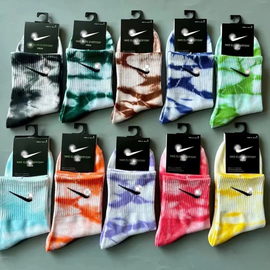  Four-Season High-Tube Tie-Dyed Basketball Mid-Tube Sports Running Short Socks
