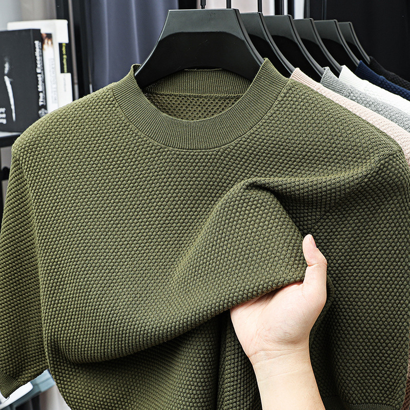 Last Day 50% OFF🔥Men's summer cotton pineapple pattern knitted short sleeves 