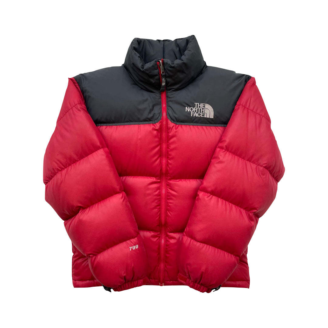 The North Face Red & Grey Puffer Jacket WITH STAIN