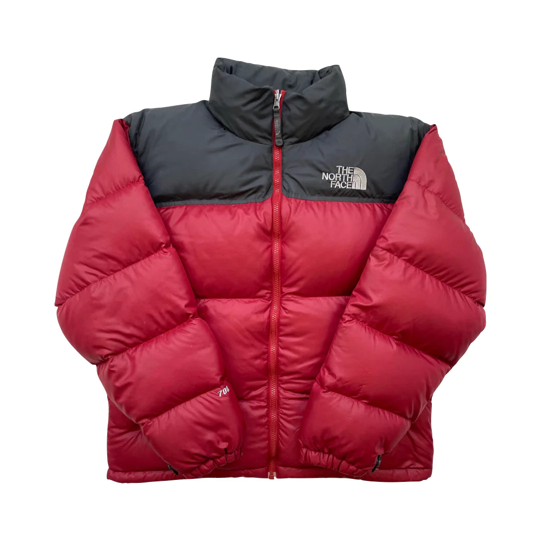 The North Face Light Maroon Red Puffer Jacket WITH REPAIR & STAIN