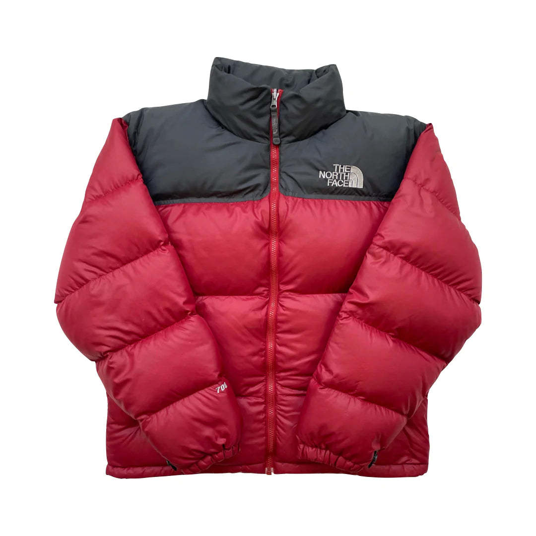 The North Face Light Maroon Red Puffer Jacket WITH REPAIR & STAIN
