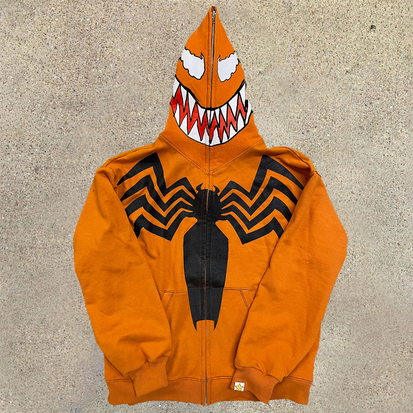 Funny print long-sleeved zipper sweatshirt