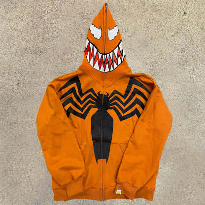 Funny print long-sleeved zipper sweatshirt