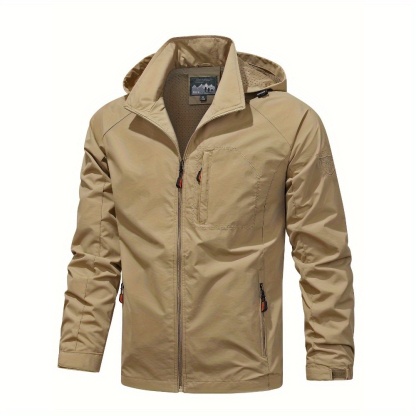 Men's Fall/Winter Casual Lightweight Windbreaker Hooded Jacket With Zipped Pockets