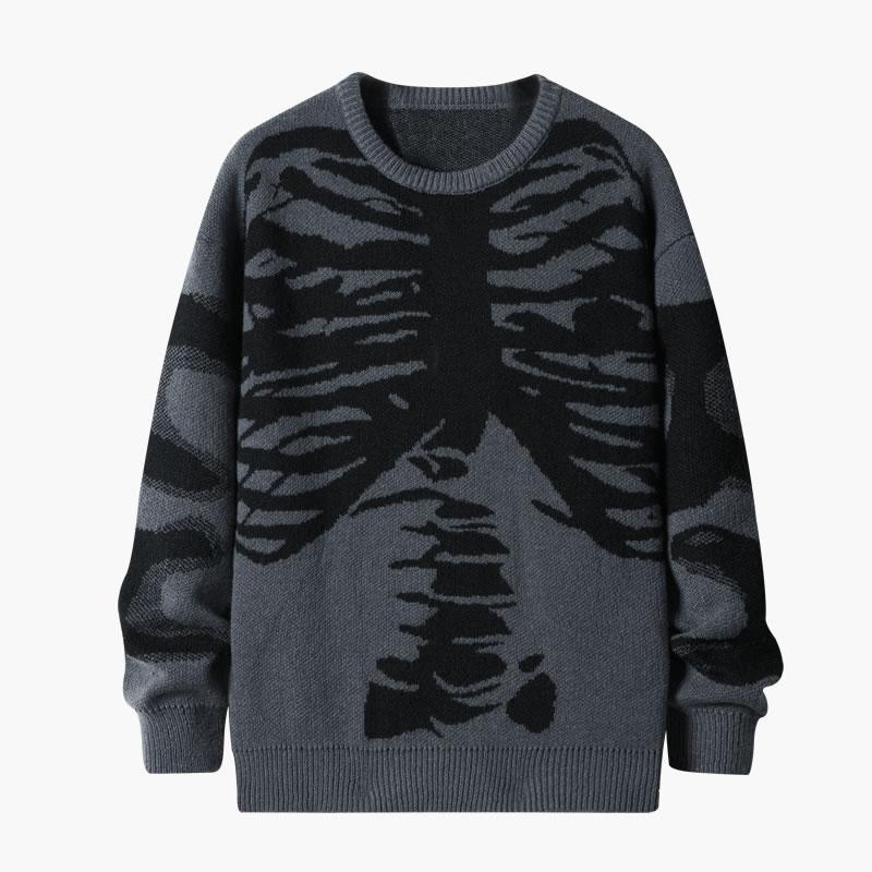 More Gamis Unisex Skeleton Jacquard Crewneck Sweater Oversized Loose Long Sleeve Knit Top for Autumn Winter Halloween & Daily Wear Clothes Menswear Casual Crewneck Knitwear Black And Gray Personalized More Gamis Unisex Skeleton Jacquard Crewneck Sweater Oversized Loose Long Sleeve Knit Top for Autumn Winter Halloween & Daily Wear Clothes Menswear Casual Crewneck Knitwear Black And Gray Personalized