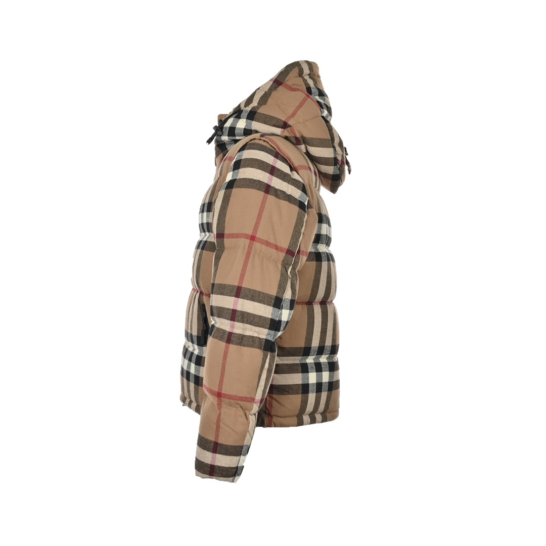 Double-sided checkered pattern puffer jacket