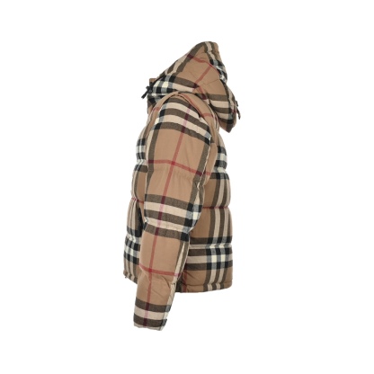 Double-sided checkered pattern puffer jacket
