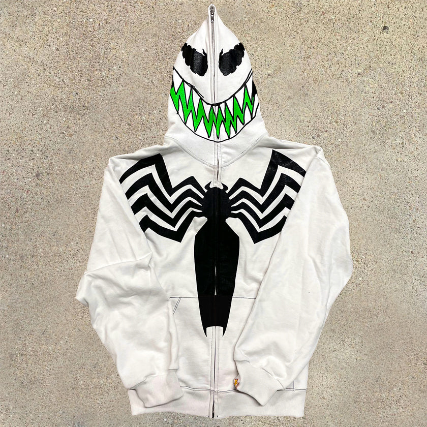 Funny print long-sleeved zipper sweatshirt