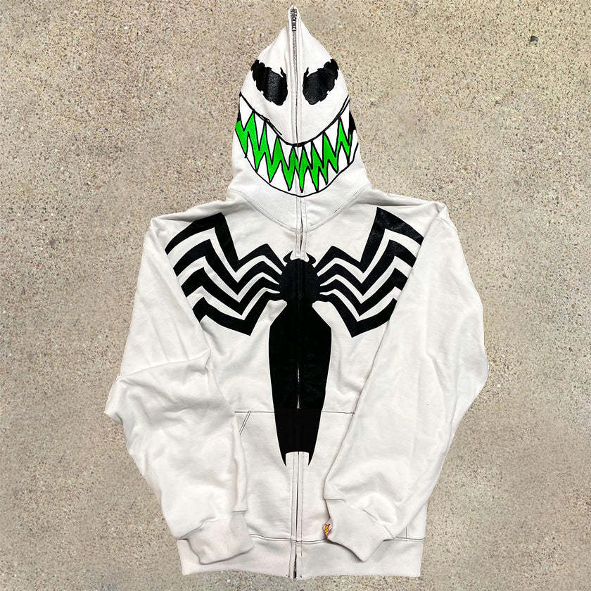 Funny print long-sleeved zipper sweatshirt