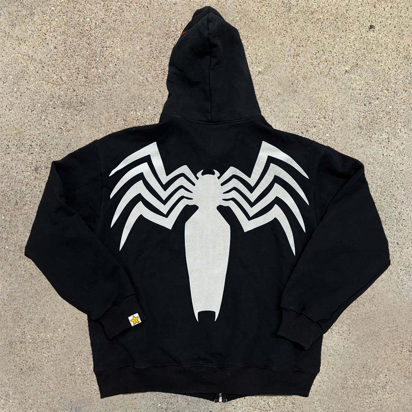 Funny print long-sleeved zipper sweatshirt