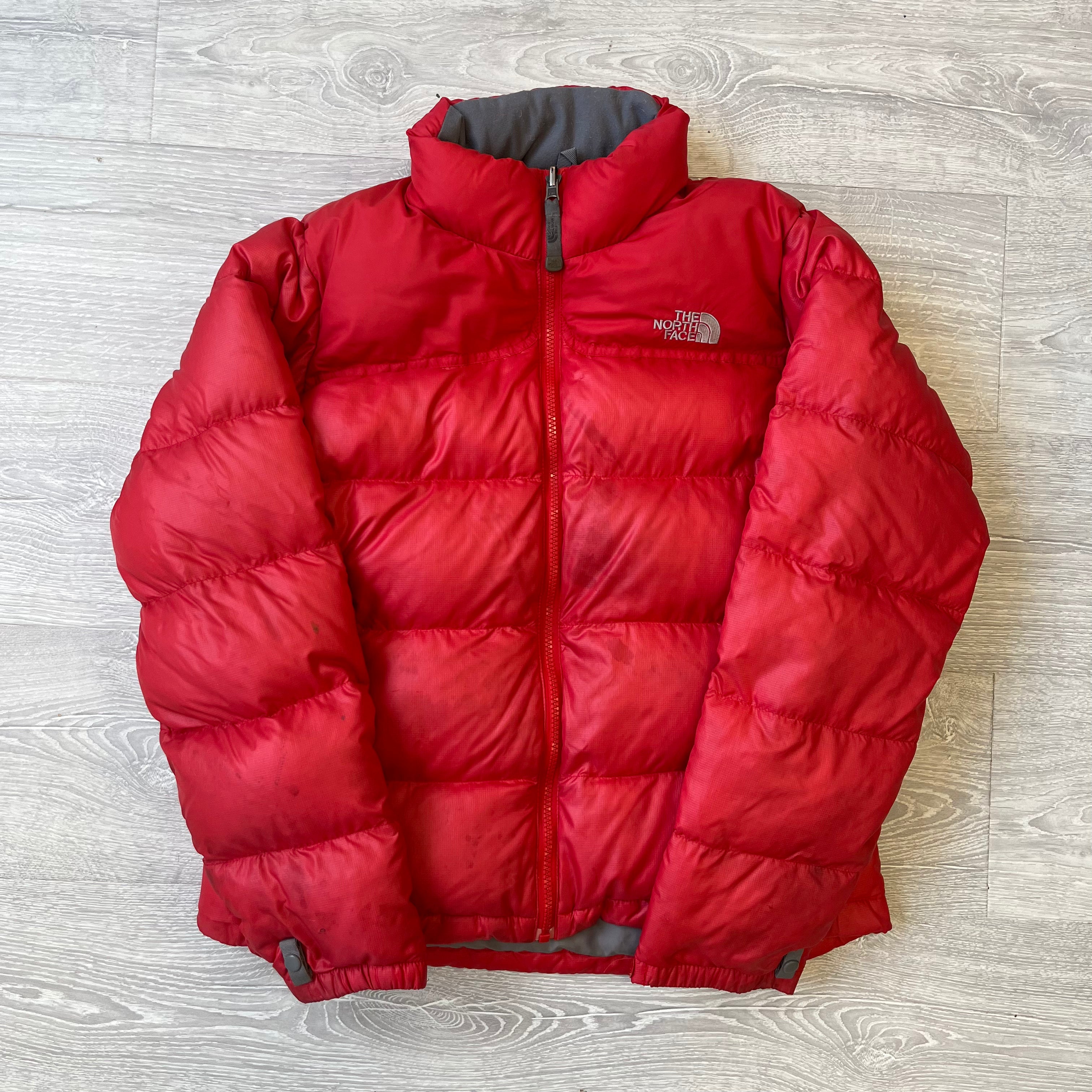 The North Face Womens Red Puffer Jacket WITH STAINS
