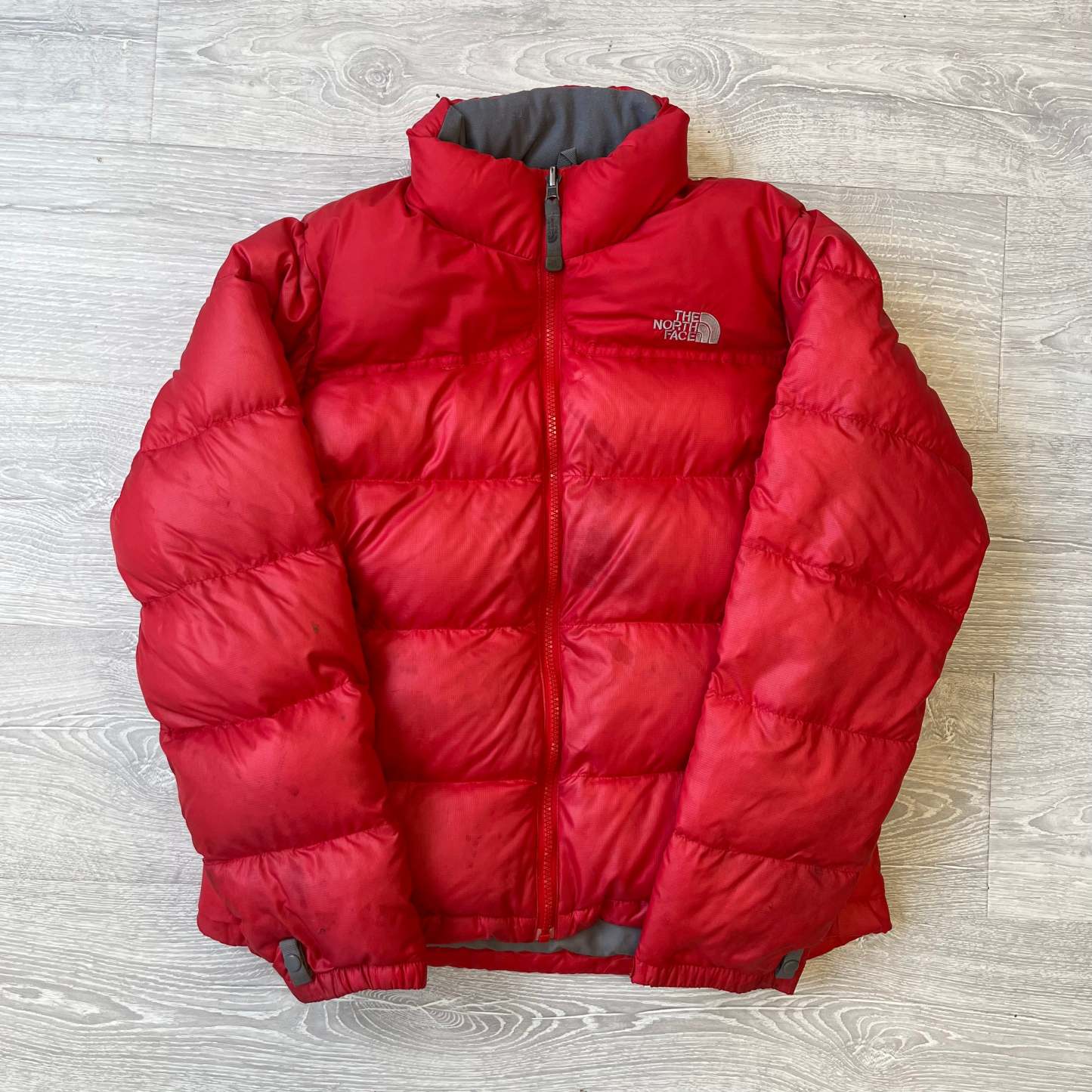 The North Face Womens Red Puffer Jacket WITH STAINS