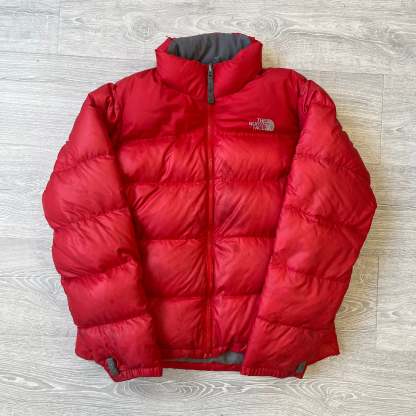 The North Face Womens Red Puffer Jacket WITH STAINS