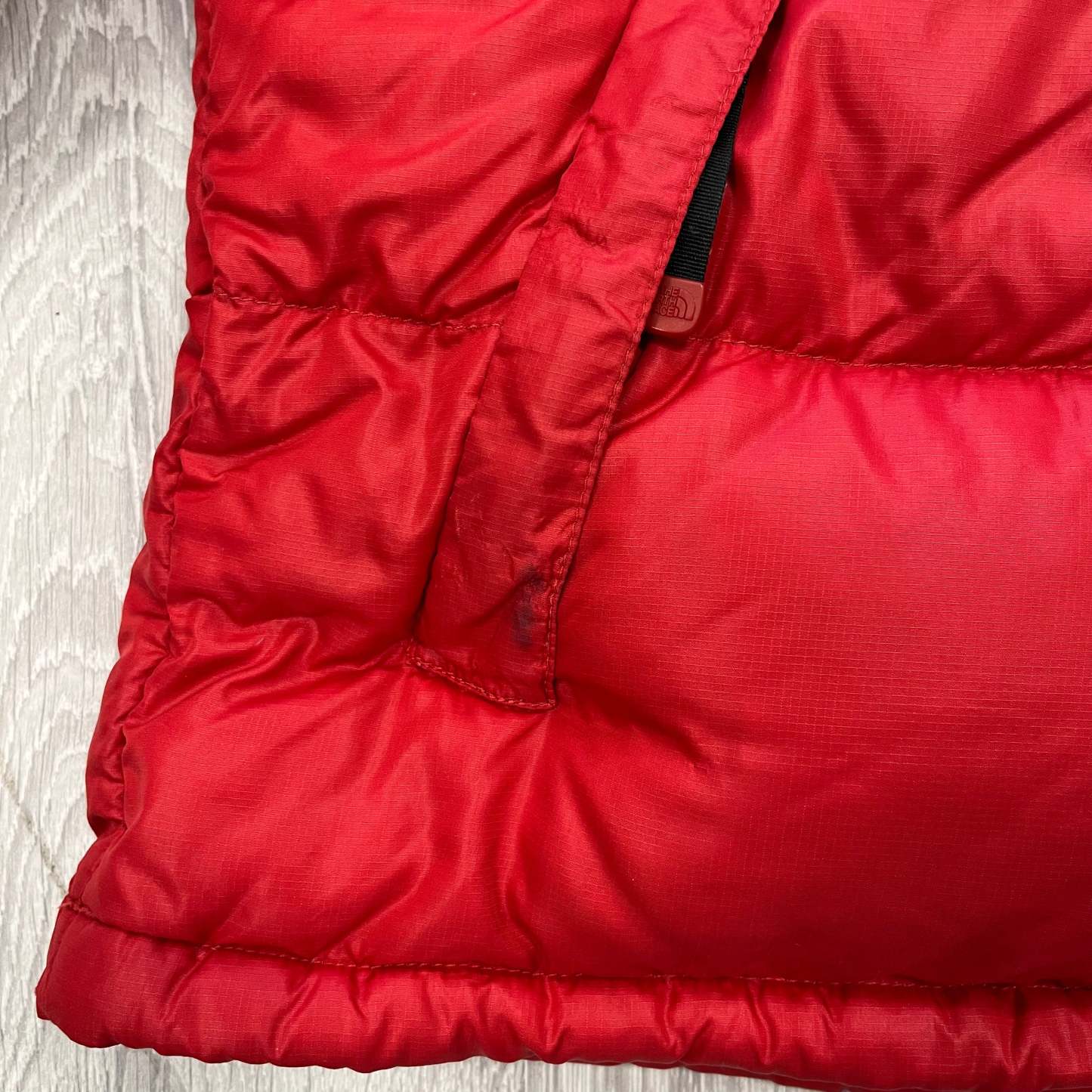 The North Face Red Puffer Jacket WITH STAIN