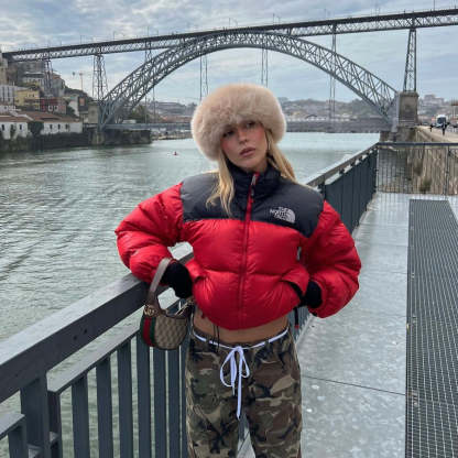 The North Face Red Puffer Jacket STAIN