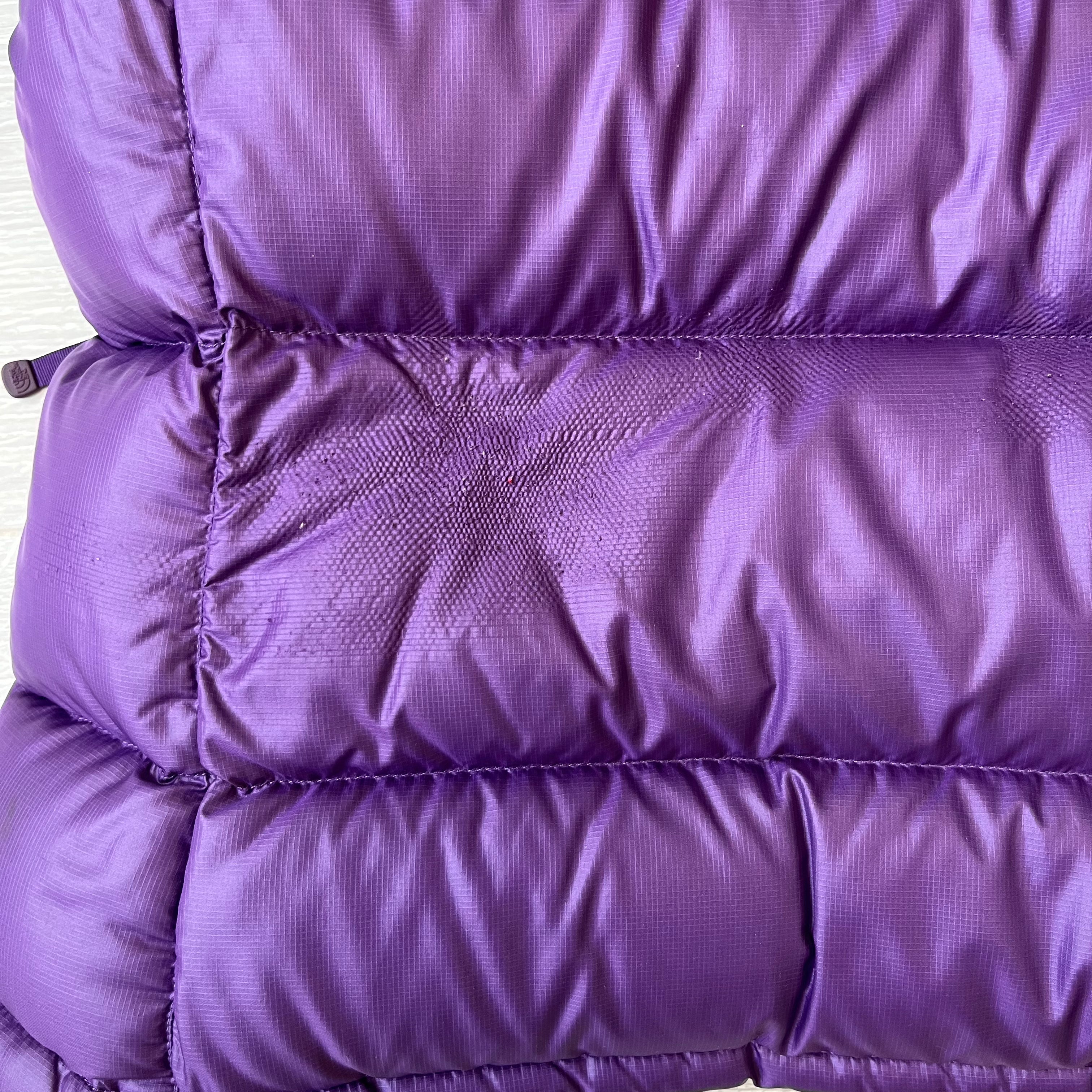 The North Face Womens Purple Puffer Jacket WITH BACK DAMAGE