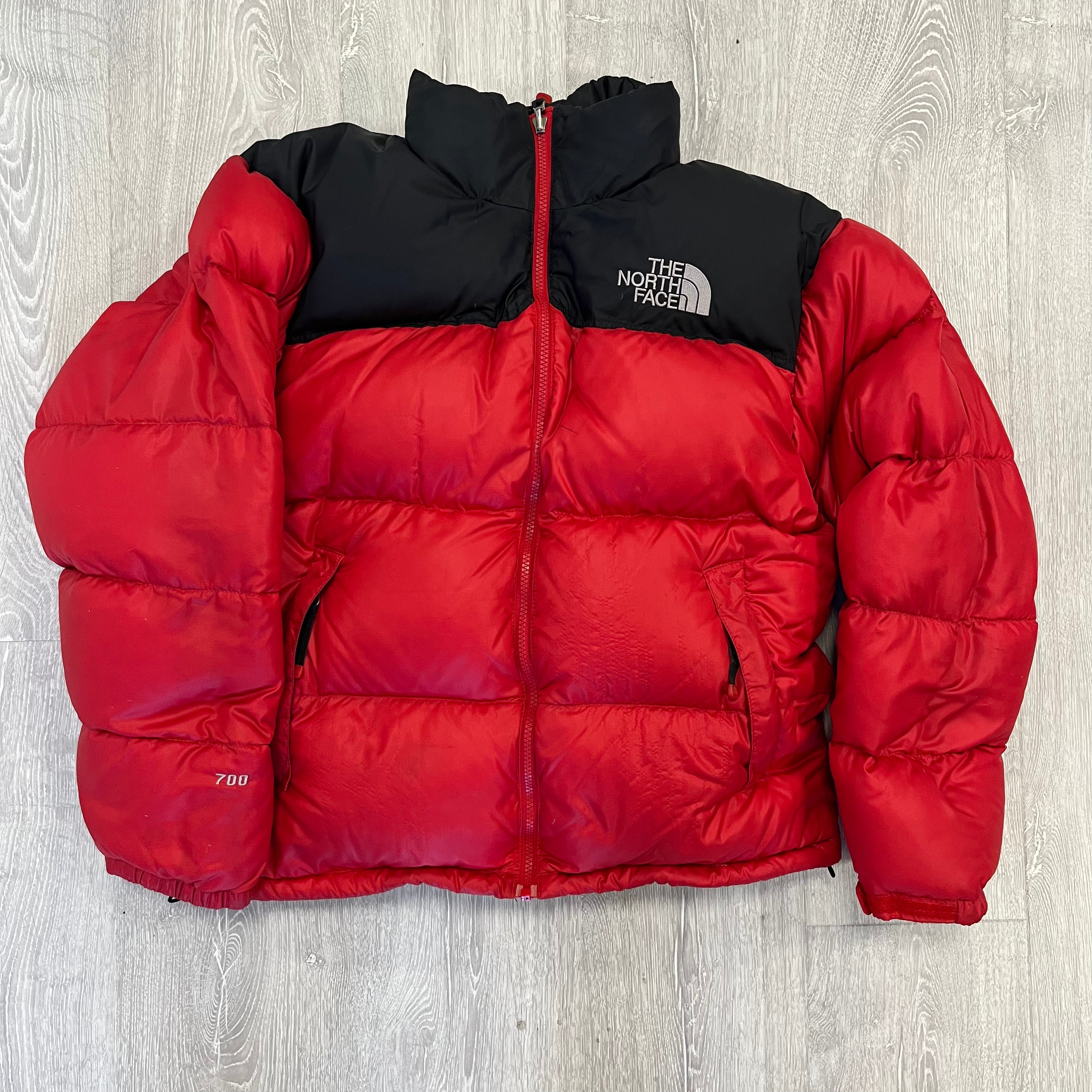 The North Face Red Puffer Jacket WITH DAMAGE & LIGHT STAIN