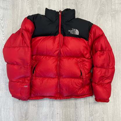 The North Face Red Puffer Jacket WITH DAMAGE & LIGHT STAIN