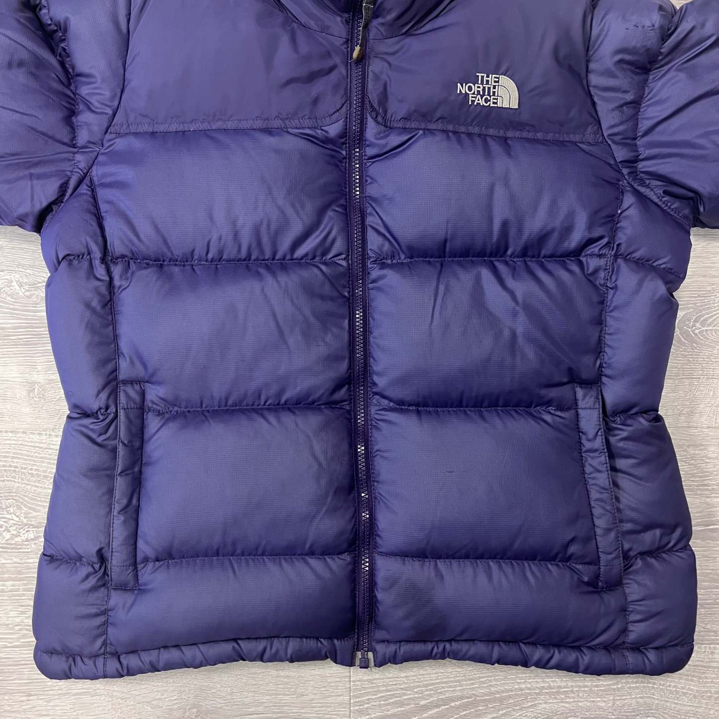The North Face Womens Purple Puffer Jacket WITH STAIN