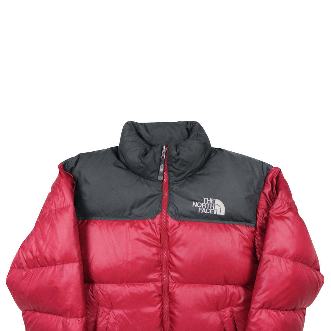 The North Face Light Maroon Red Puffer Jacket WITH STAIN AND REPAIR