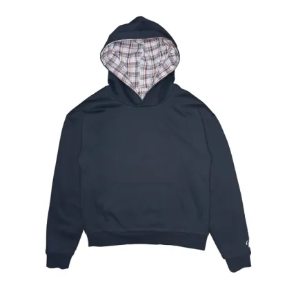 Reversible Plaid Hoodie - Grey